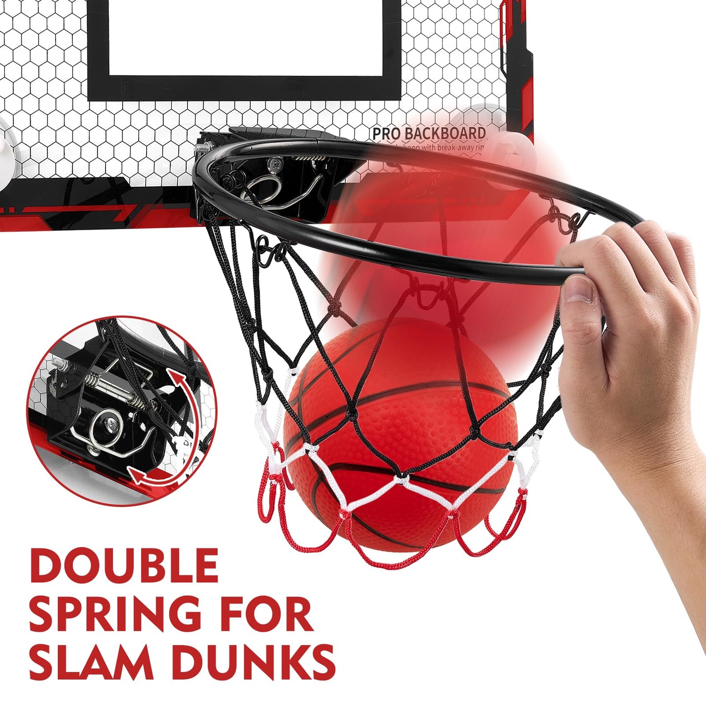 Runbow Indoor Mini Basketball Hoops Backboard With Powerful Suction Cups,Wall Mounted Door Basketball Hoops,Toys With Balls Gift