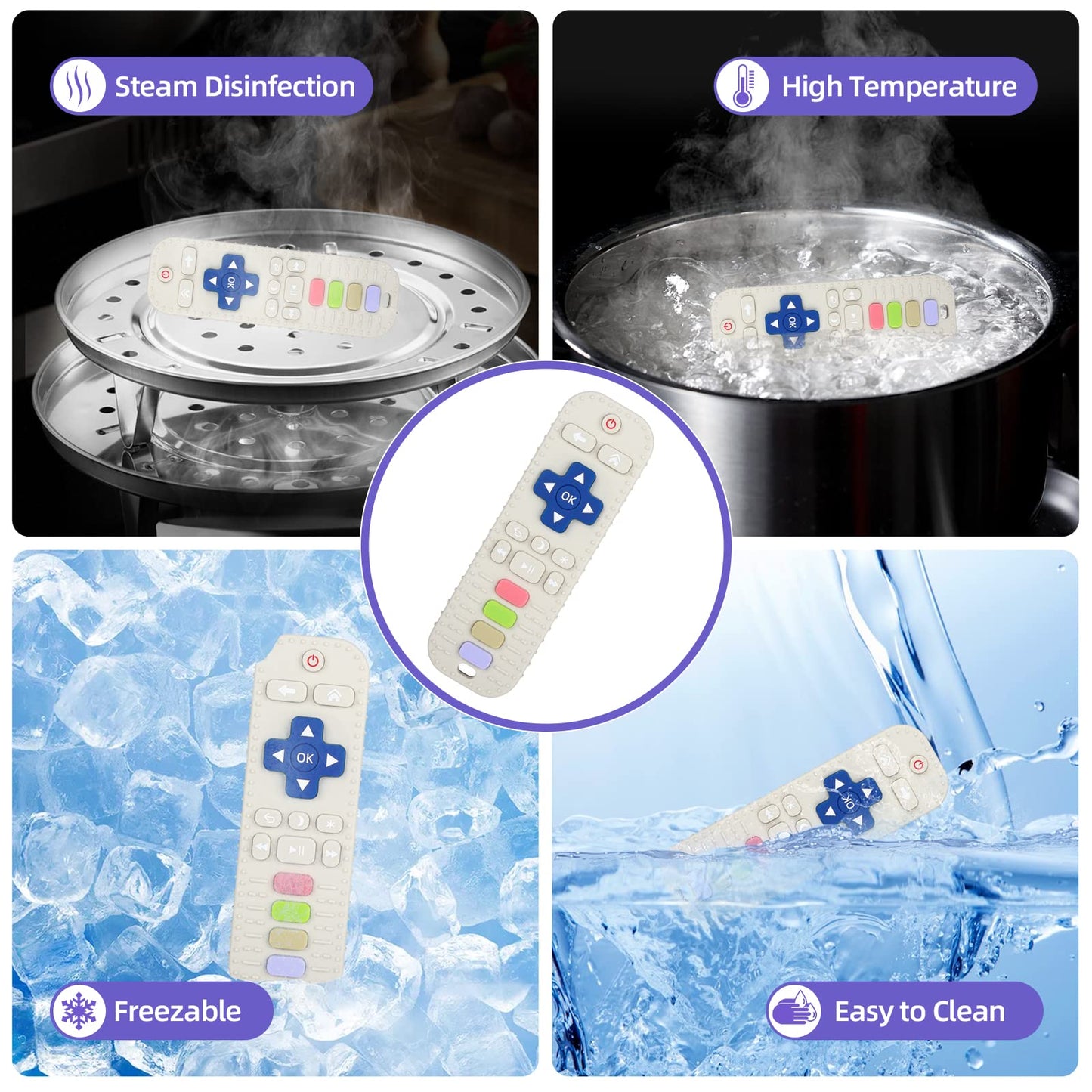 Chuya Remote Teethers Silicone Baby Teething Toys, Tv Remote Teether Toy Red