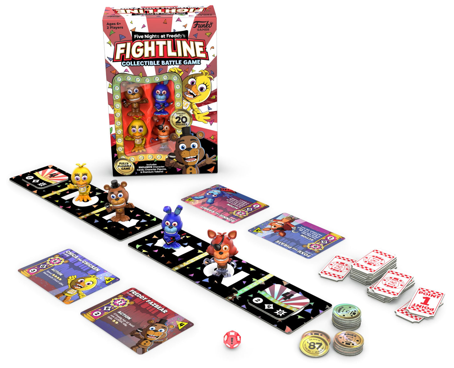 FUNKO GAMES Five Nights at Freddy's FightLine Collectible Game for 2 Players, Ages 6+, Multicolor, Model 69258, Plastic