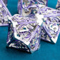 ARUOHHA Hollow DND Metal Dice Set Purple Dungeons and Dragons Dice with Gift Box, Large Role Playing Games Dice 7PCS D+D Polyhed