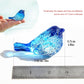 H&D HYALINE & DORA Blue Glass Bird Figurine Set of 2, Miniature Collectible Crystal Birds for Desk Decor