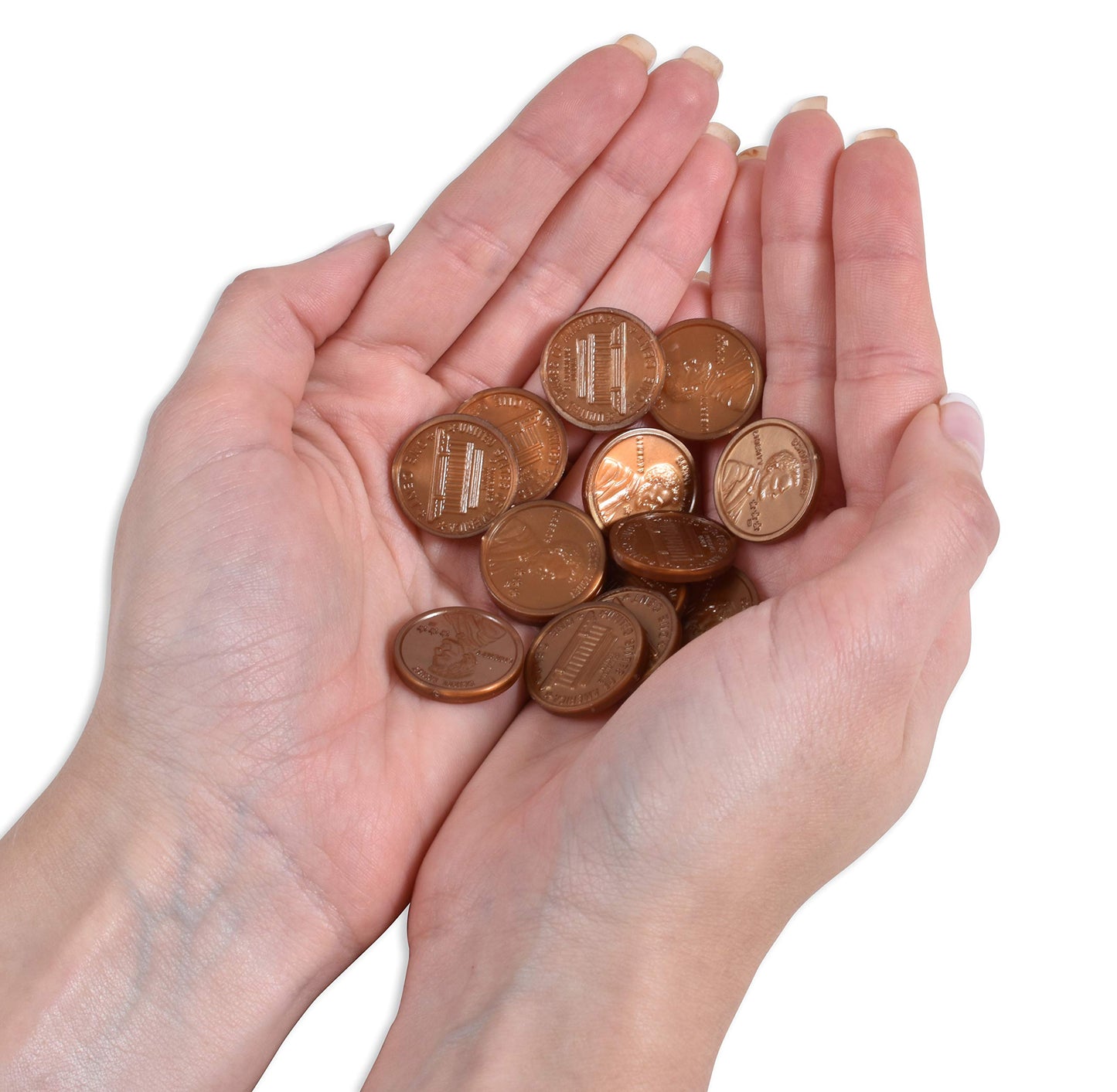 LEARNING ADVANTAGE Play Pennies - Set of 100 Plastic Coins for Teaching Money Math - Realistic US Currency Size