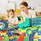 HONGID Dinosaur Truck Toy Set for Kids 3-5, Large Play Mat, 15 Dino Figures, Colorful Plastic, Perfect for Christmas Stocking Stuffers