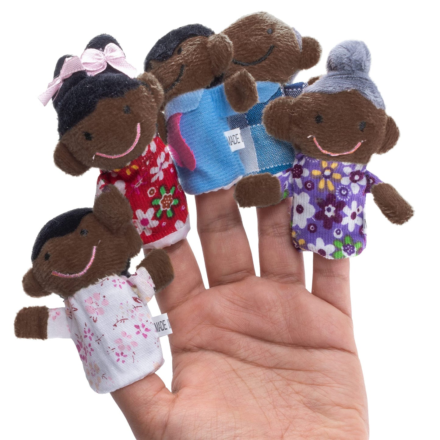 Super Z Outlet Mini Grandparents, Mom & Dad, Brother & Sister Family Style Finger Puppets For Children, Shows, Playtime, Schools - 6 Piece (Family 3)