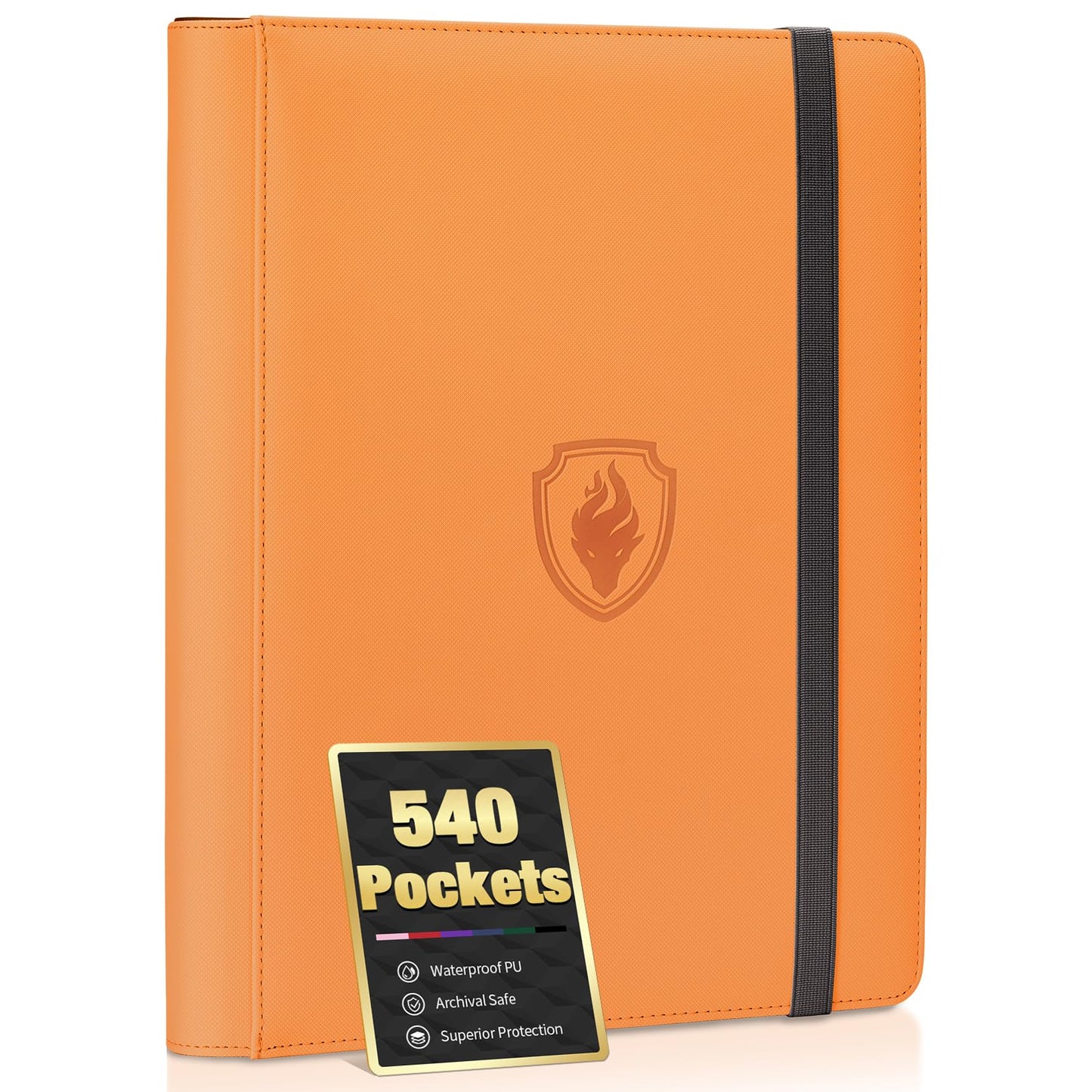 enhanced 9 Pocket Card Binder for 540 Cards  Fabmaker PU Cover Trading Card Binder  Sturdy Card Collection Album  Sleek Card Holder Folders for YuGiOh  MTG  TCG  Game Cards & Sports Cards  Orange