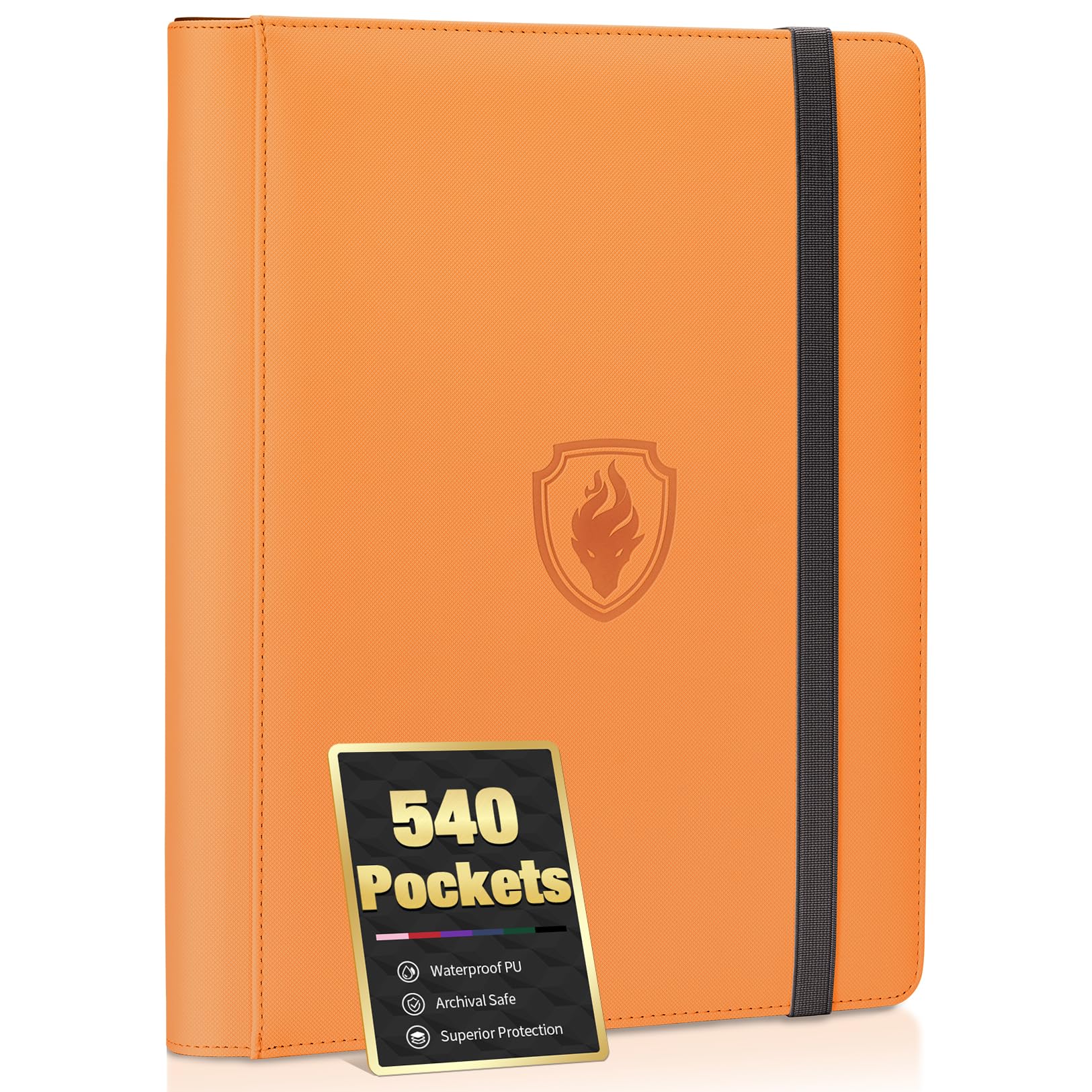 enhanced 9 Pocket Card Binder for 540 Cards  Fabmaker PU Cover Trading Card Binder  Sturdy Card Collection Album  Sleek Card Holder Folders for YuGiOh  MTG  TCG  Game Cards & Sports Cards  Orange
