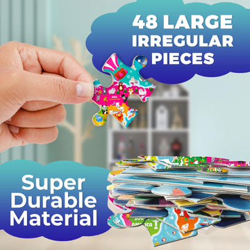 Quokka Floor Puzzles For Kids Ages 3-5 - 48 Piece Round Puzzles For Kids 4-8 Years Old - Large Giant Educational Toddler Puzzles Ages 2-4 - World Activity Game Toy For Boys And Girls
