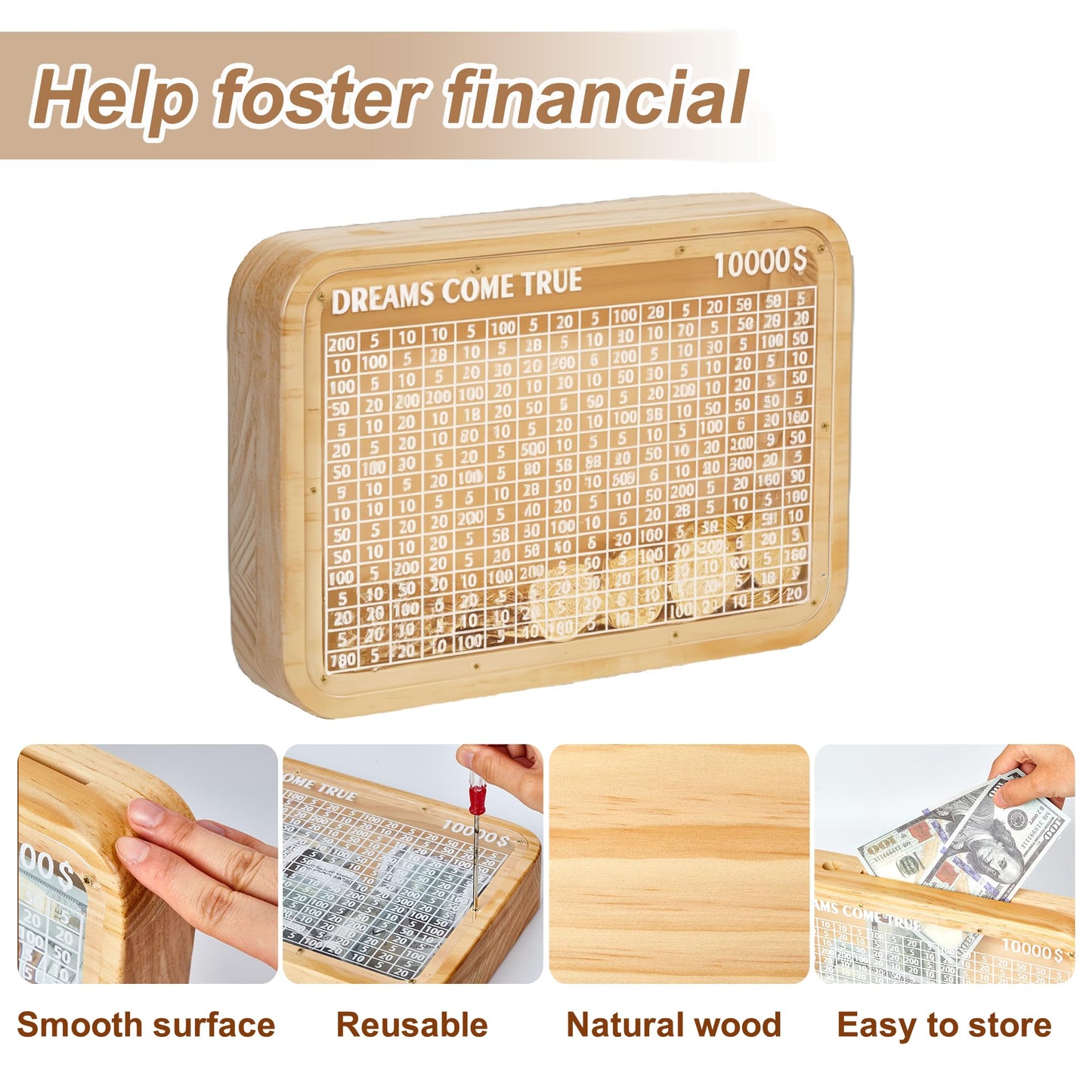 Money Saving Box For Kids Adults With Counter Coin Challenge Bank,10000 Savings Challenge Box. (Target $10000)