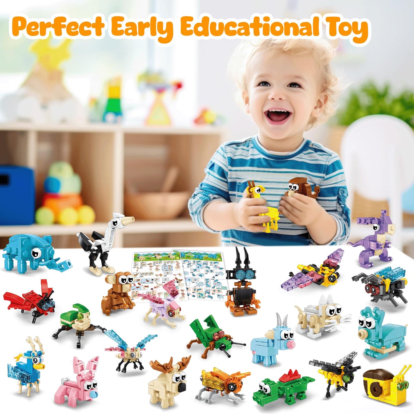 Moontoy Party Favors For Kids, 24 Pack Animals Building Blocks Toy For Goodie Bag Stuffers Valentines Day Gift Mini Building Set Party Favors For Birthday Gift For Boys Girls Ages 6-12+