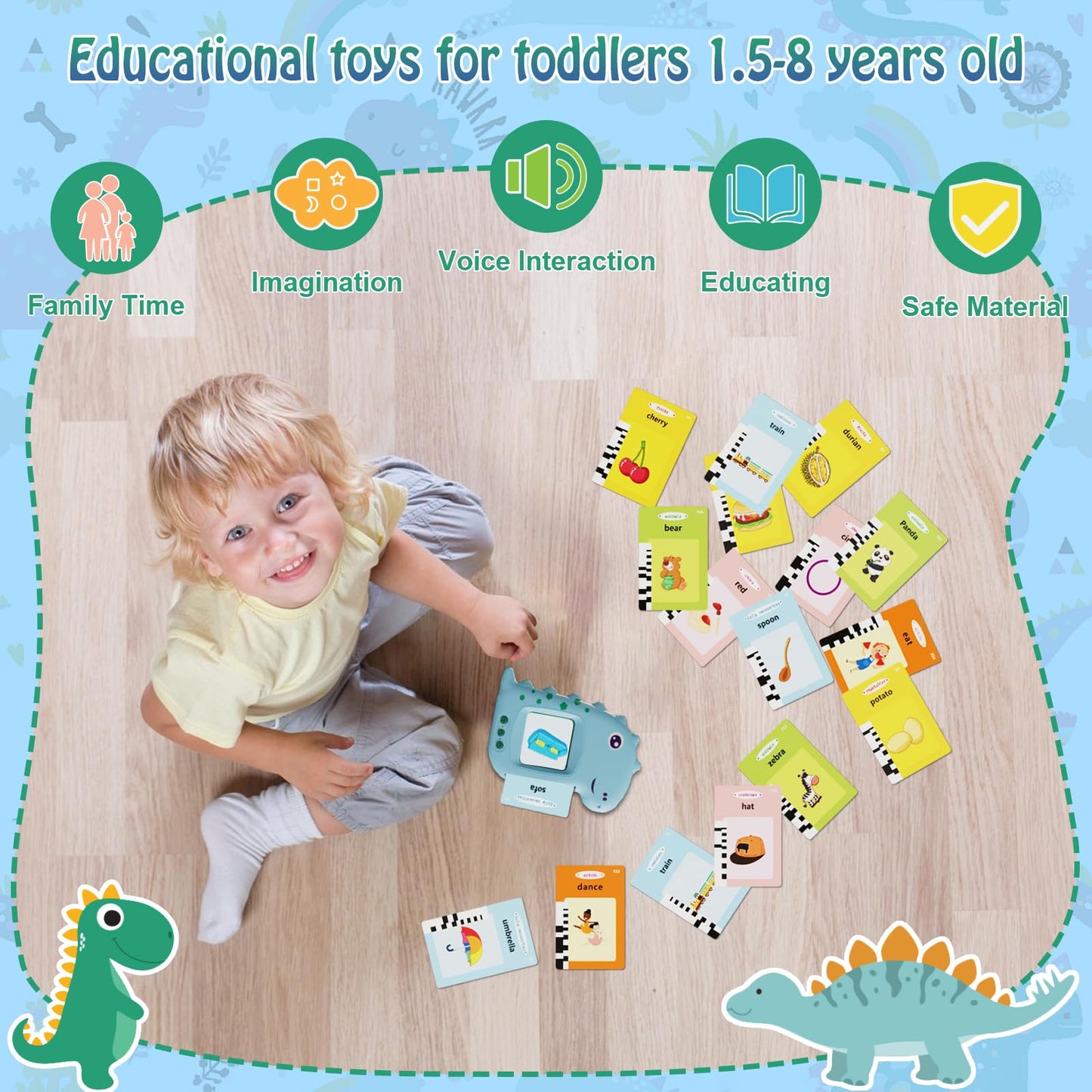 Electight Talking Flash Cards With 224 Sight Words, Preschool Montessori Toys For Early Learning, Toddler Words Learning Interac