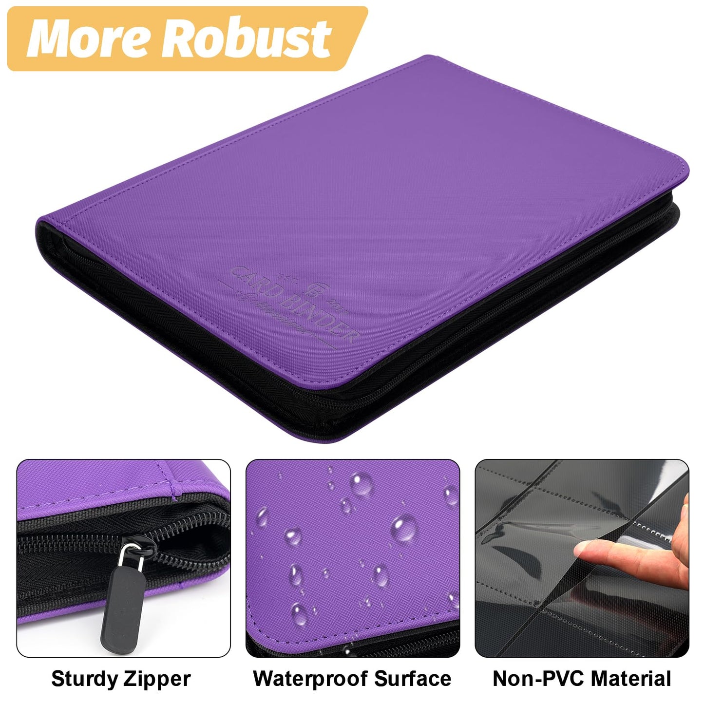 9 Pockets Card Binder enhanced Zip Trading Card Binder 540 Double Sided Pocket PU Collection Binder  Collector Album  Card Folder for MTG  TCG  Business Cards.(Purple)