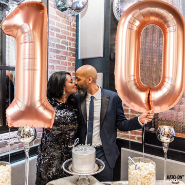 Huge 40 Inch, Rose Gold Number 10 Balloon - Foil 10 Balloon Number | 10 Birthday Balloon For 10 Year Old Birthday Decorations | 10Th Birthday Decorations For Girl | Number 10 Balloons For Anniversary
