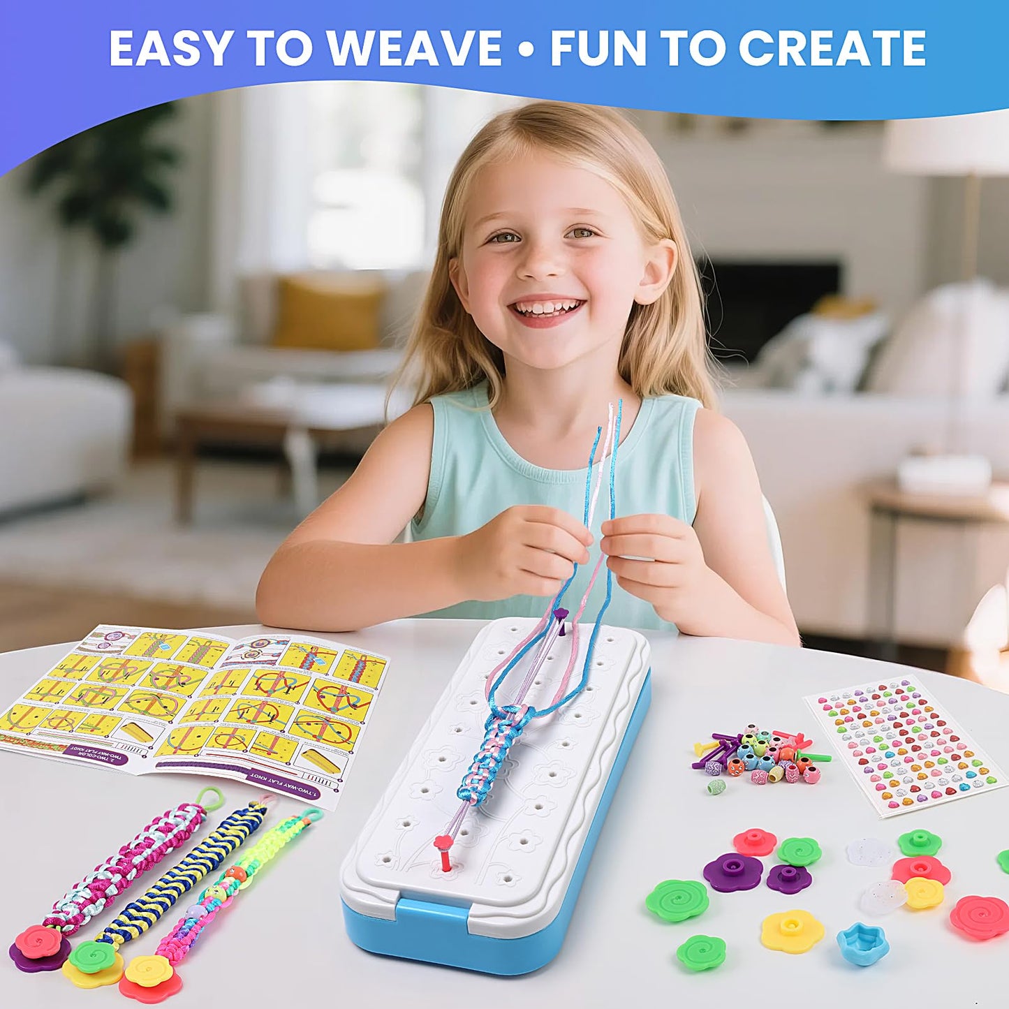 DDAI Friendship Bracelet Making Kits Crafts - Arts & Crafts for Kids Ages 8-12 - Birthday Gifts for 7 9 10 11 12 Years Old Girls