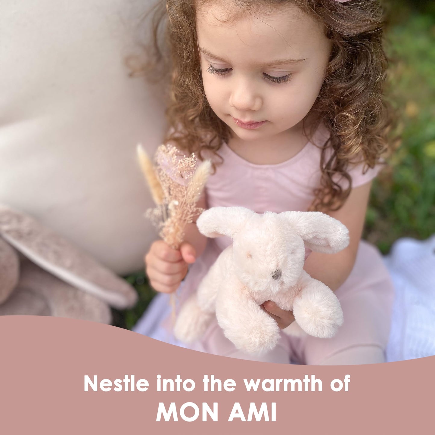 MON AMI Rosie The Bunny Stuffed Animal - 13    Pink, Soft & Cuddly, Huggable Rabbit Plush Toy, Nursery D  cor, Great for Kids of