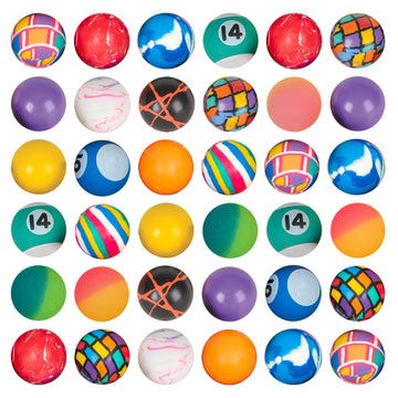 Bedwina Bouncy Balls In Bulk - Pack Of 36 (1Inch/27Mm) Hi Bounce Ball Variety Assortment Mix, Colorful And Small Rubber Bouncing Balls For Kids