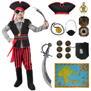 Spooktacular Creations Halloween Boys Costume  Boys Pirate Costume  Kids Pirate Outfit with Accessories for Halloween Role Playing Party(Small(5-7 yrs))