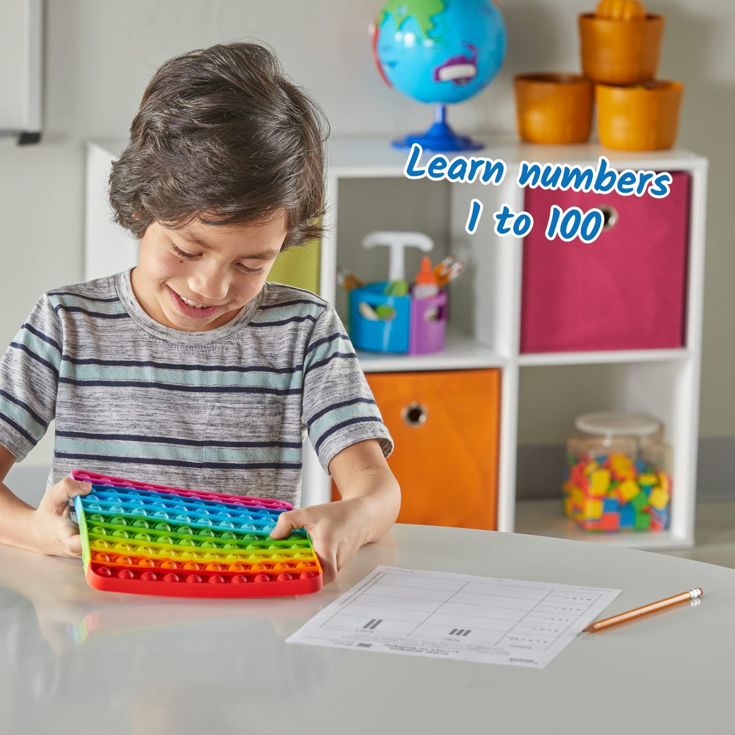 hand2mind Hundred Board Sensory Bubble Popper, Silicone Fidget Toy, One Size, Multi Color, Model 95789 for Kids and Classrooms