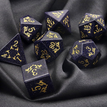 Haxtec Gemstone Dnd Dice Set Blue Sandstone Precious Gemstone Dice Set For Dungeons And Dragons Ttrpg Gifts For Dungeons Masters
