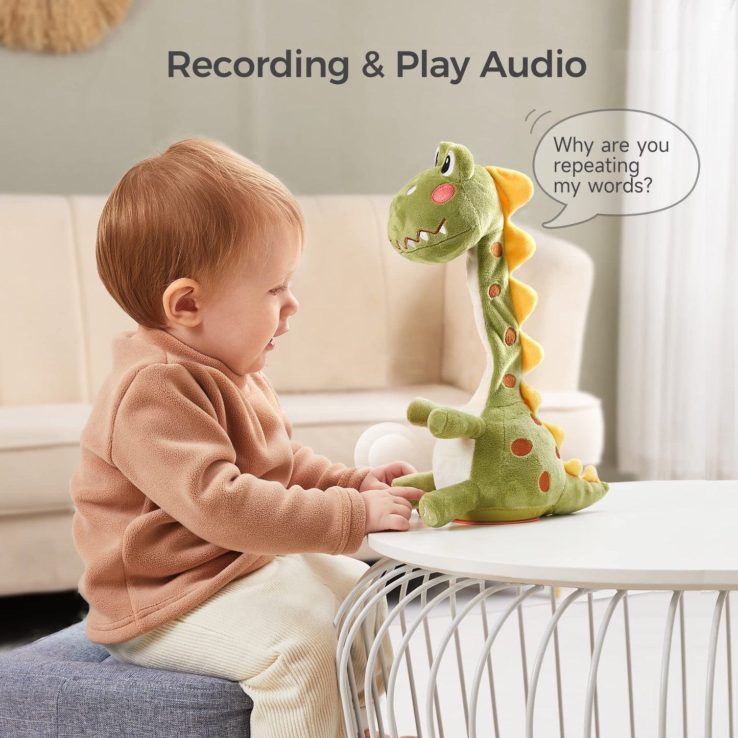 Tumama Dinosaur Dancing Talking Interactive Baby Toy, Mimicking Twisted Electronic Soft Plush Toy With Talking Recording Repeat Talking, Talking Dinosaur Toy For Kids Over 3 Years Old