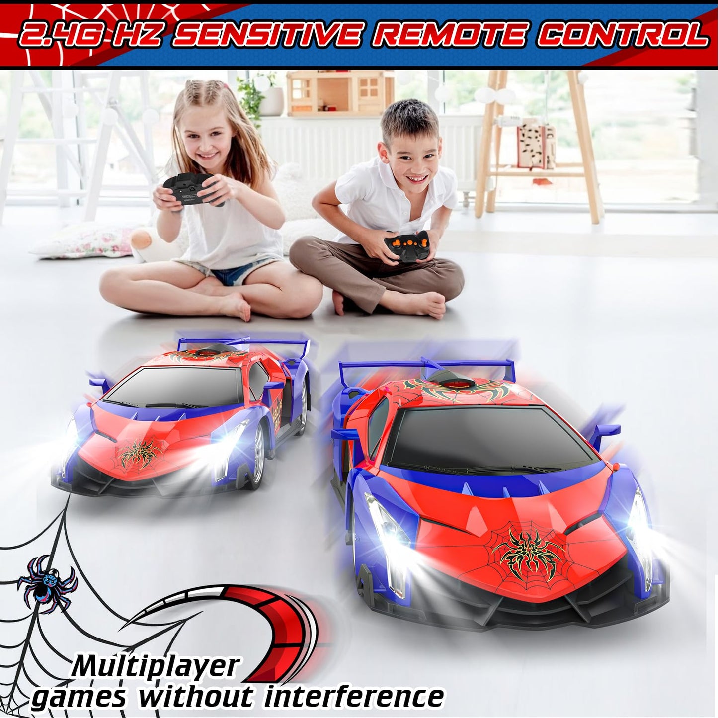 Growsland Remote Control Car, 2.4Ghz Rc Cars for Boys 4-7 8-12, Electric Kids Toys for Kids with Cool LED Lights, Rechargeable H