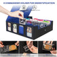Gomyrod 3200+ Trading Card Storage Box - 4-Row TCG Box, Faux Leather, Black & Blue, Includes 30 Dividers & Dice Tray, Model SN19BD