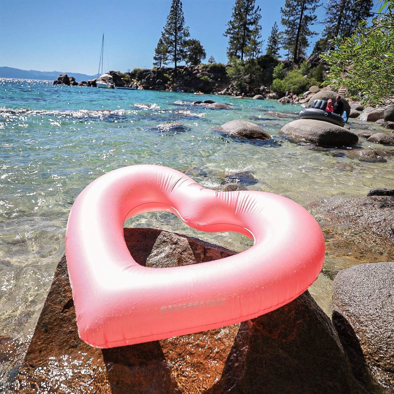 Swimline Inflatable Metallic Heart Pool Ring