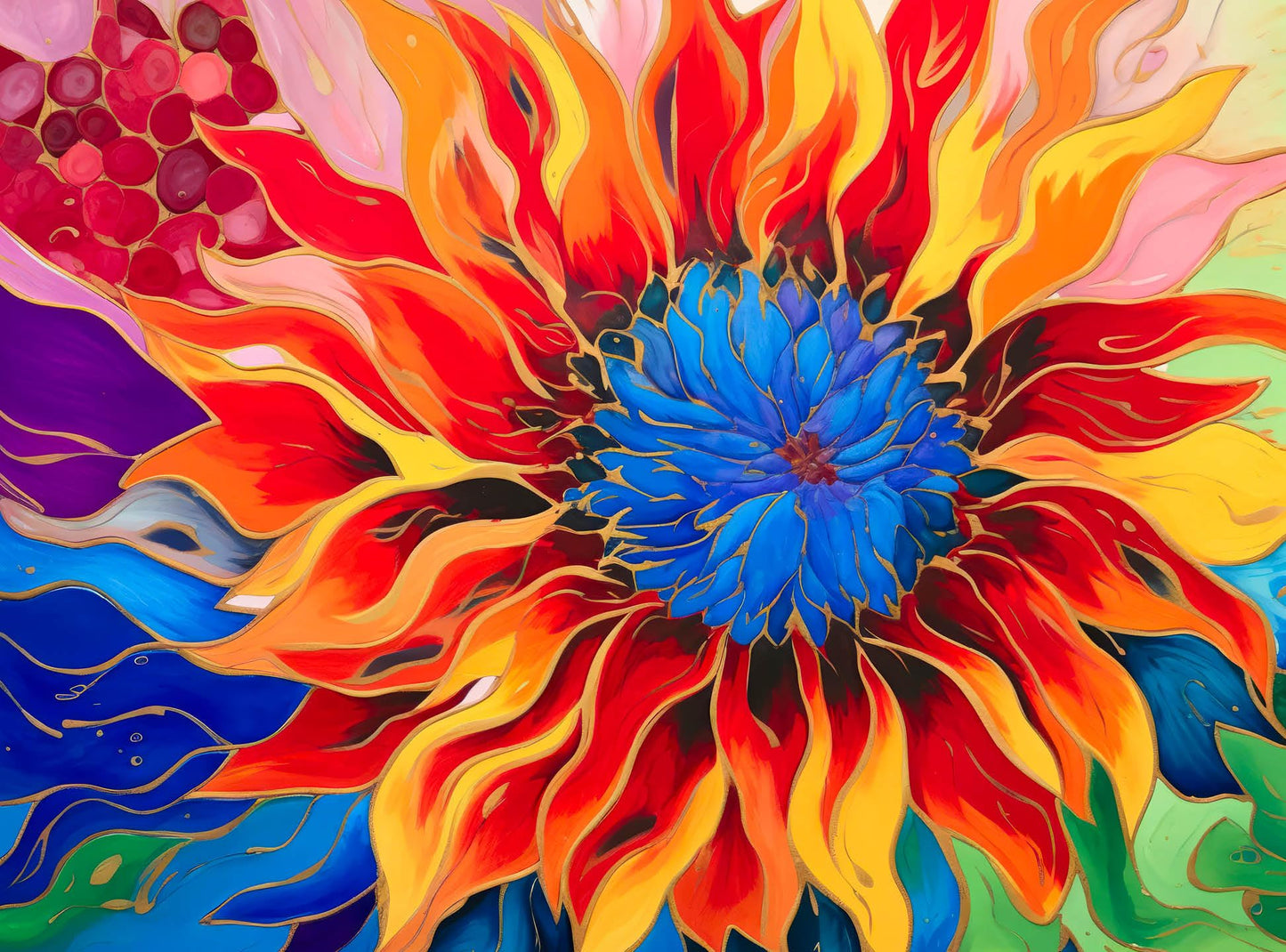 Cross & Glory - Firelit Dahlia's Dance - 1000 Piece Jigsaw Puzzle for mature-themeds | Vibrant Artistry | enhanced Quality | Satin Finish
