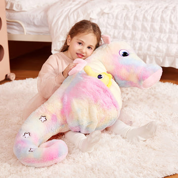 Ikasa Giant Seahorse Stuffed Animal Plush Toy,30' Large Sea Horse Cute Jumbo Soft Toys,Huge Big Size Plushy Plushie With Two Babies,Gifts For Kids