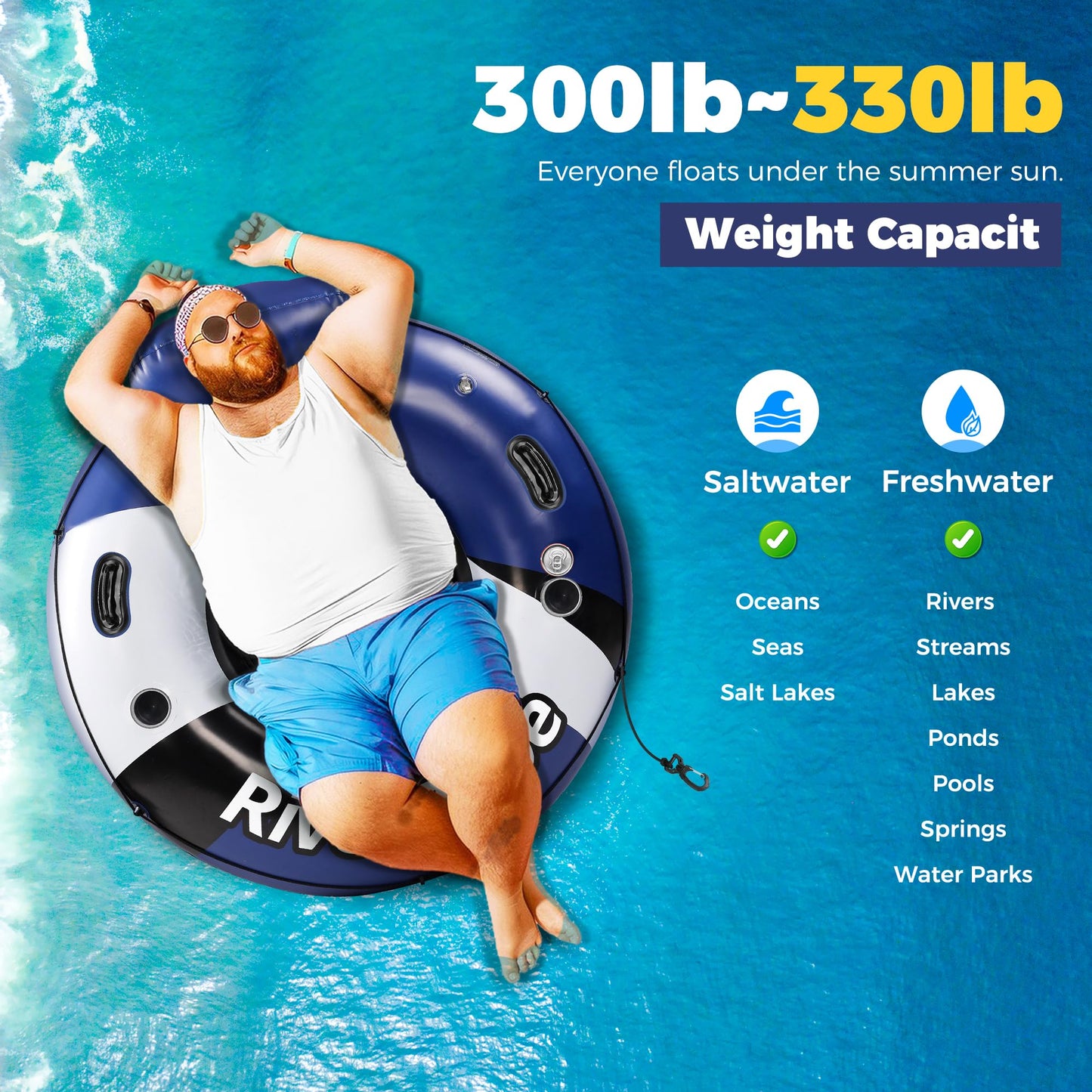 Kizjorya 2025 New & Upgraded River Tubes For Floating Heavy Duty, Inflatable Float For Beach Lake Rafting, Fool Floats With Mesh