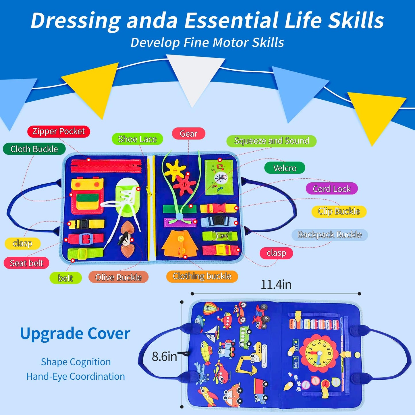 Soupost Busy Board Montessori Toys, Sensory Toys For 1To3 Years, Activity Toys For 2 To 4 Years, Preschool Toys For Toddlers, Bi