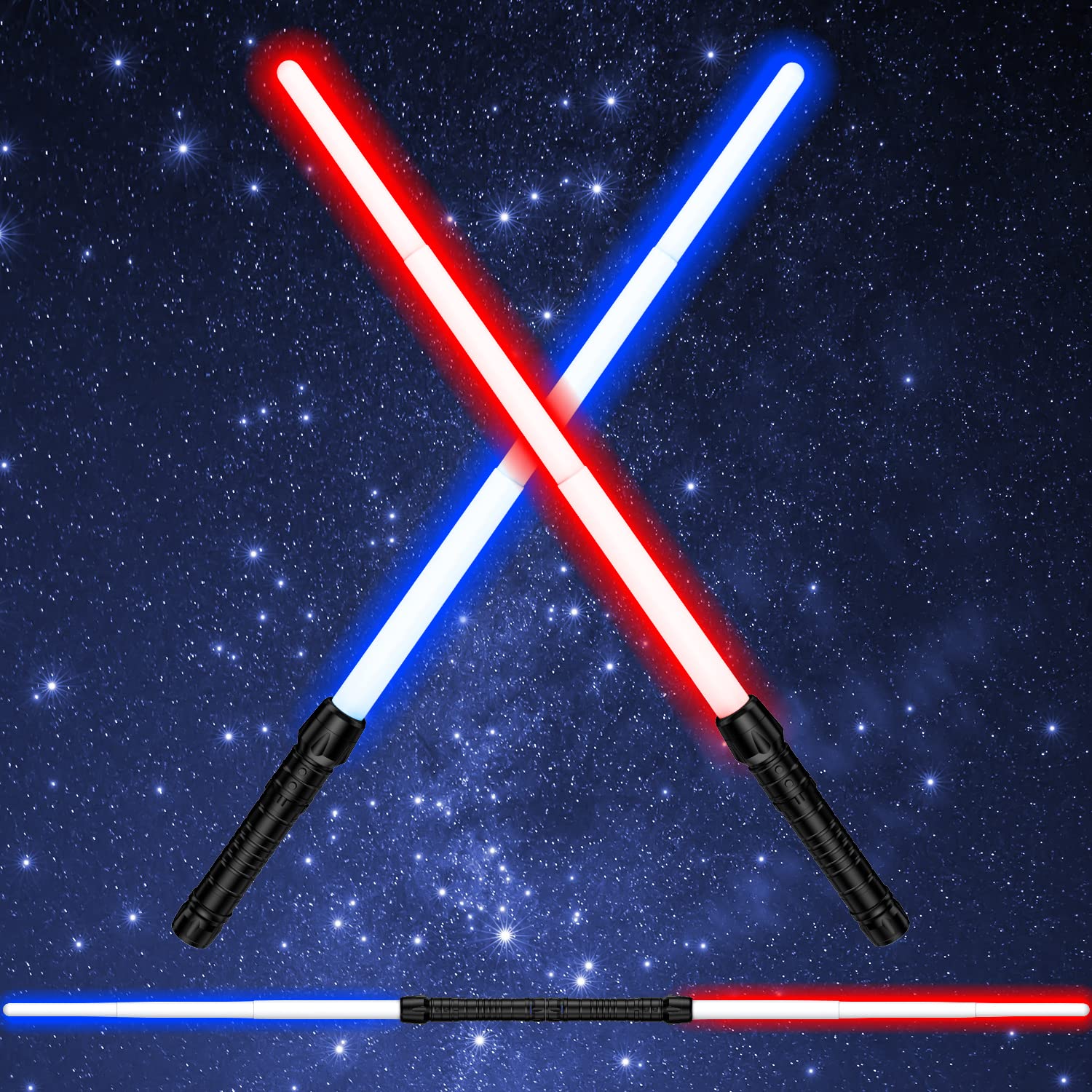 Light Sabers for Kids  Light Saber with FX Sound(Motion Sensitive) and Realistic Handle  Expandable Light Saber Set for Halloween Dress Up Parties  Xmas Present  Galaxy War Fighters and Warriors