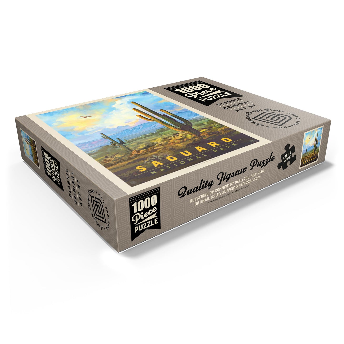 MyPuzzle Saguaro National Park: Desert Daybreak  Vintage Poster - enhanced 1000 Piece Jigsaw Puzzle for mature-themeds