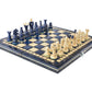 Chess and Games Shop Muba Wooden Folding Chess Set - Vintage 14" Carved Pieces in Blueberry Color