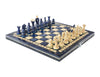 Chess and Games Shop Muba Wooden Folding Chess Set - Vintage 14" Carved Pieces in Blueberry Color