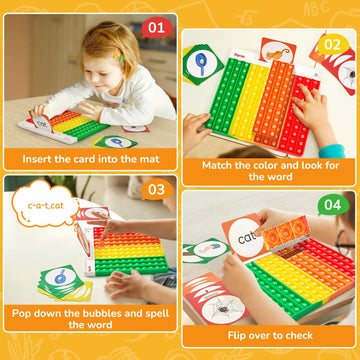 Word Pop Cvc Word Games,Learn To Read In Weeks,Multisensory Reading & Phonics Game Ideal For Pre Kinderarten To 1St Grade-Homesc
