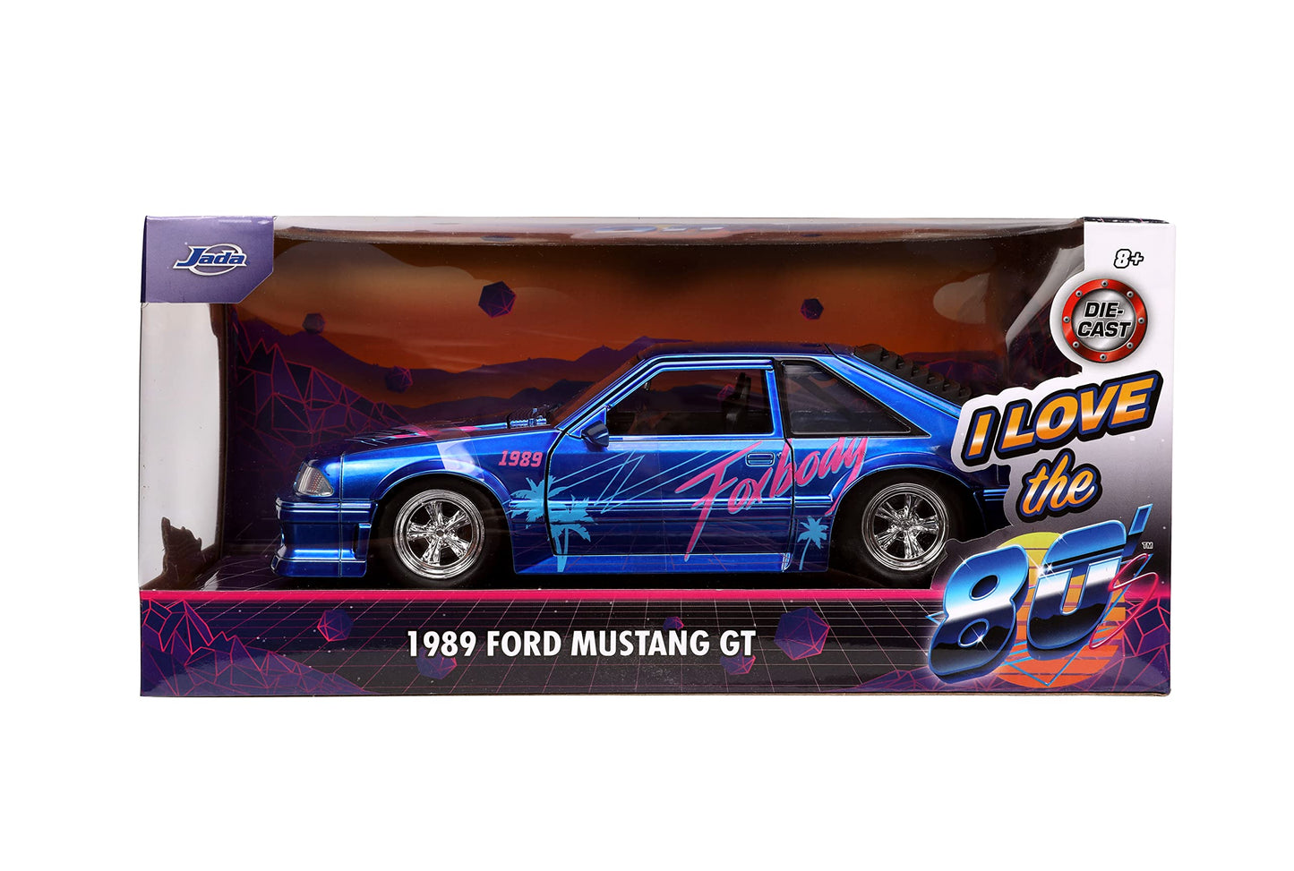 Jada Toys I Love The 80      s 1:24 1989 Ford Mustang GT Die-Cast Car, Toys for Kids and Adults, Blue