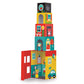 Petit Collage Peek-A-Boo Nesting And Stacking Blocks Playset, Includes 4 Stacking Boxes And 3 Wooden Characters – Easy Storage And Cute Illustrations – Makes A Great Gift Idea