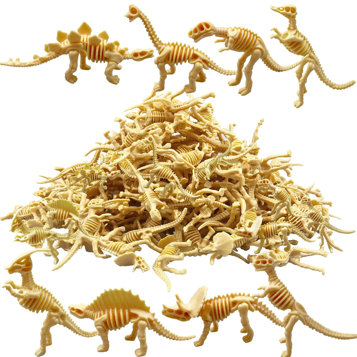 Havagdtm 150Pcs Dinosaur Fossil Skeleton Dinosaur Skeleton Toys Assorted Figures Dino Bones For Birthday Party Science Play Dino Sand Dig Party Favor Decorations 2.5Inch