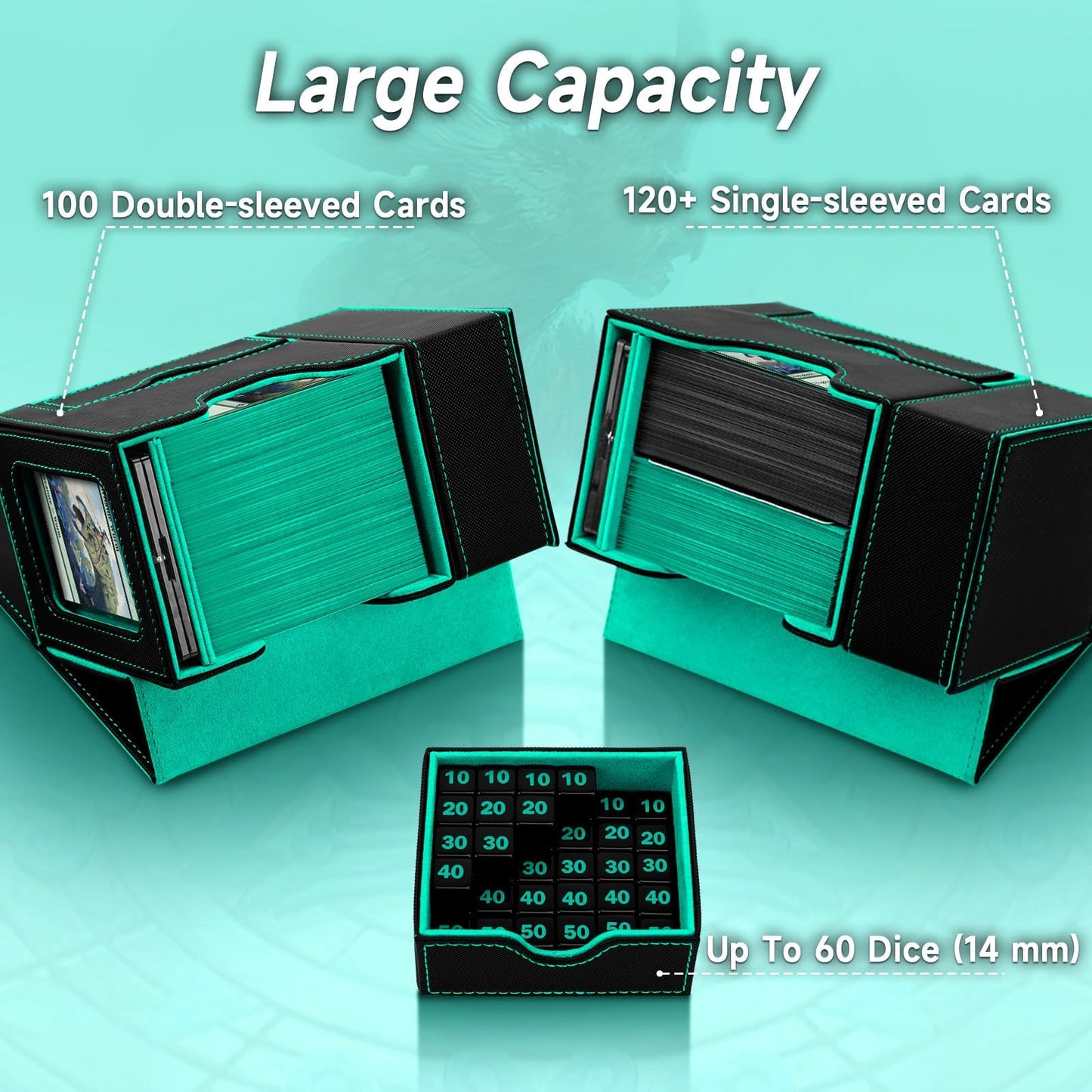 Stepane Mtg Commander Deck Box 2-In-1 Dice Tray & Card Tower 120+ Single-Sleeved Premium Leather Magnetic Box For Tcg/Ccg Cards