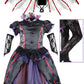 IKALI Halloween Vampire Bat Costume for Girls with Wings,Kids Gothic Darkness Fancy Dress Outfit