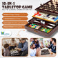 Bundaloo 10-In-1 Classic Wooden Board Game Set - Chess, Checkers, Backgammon, And More - Premium Multi-Game Collection With Buil