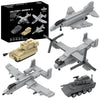 Apostrophe Games 5 Military Building Block Sets - (901 Pieces) A-10 Thunderbolt II, F-4 Phantom II, M109 Paladin, M1128 Stryker,