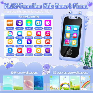 Kids Smart Phone for Boys Toys Age 3-10, Touchscreen HD Dual Camera Learning Cell Phone for Kids with Music Player, Games, 16GB
