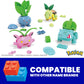 Mega Pokémon Building Toys Set Grass-Type Trainer Team With 118 Pieces, 4 Poseable Character, 2 Inches Tall, For Kids