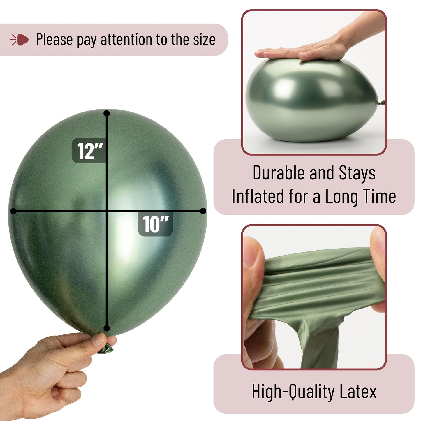 Mr. Pen Metallic Green Balloons, 12 Inch, 54 Pack, Rubber Birthday Party Balloons, Balloon Arch Decor