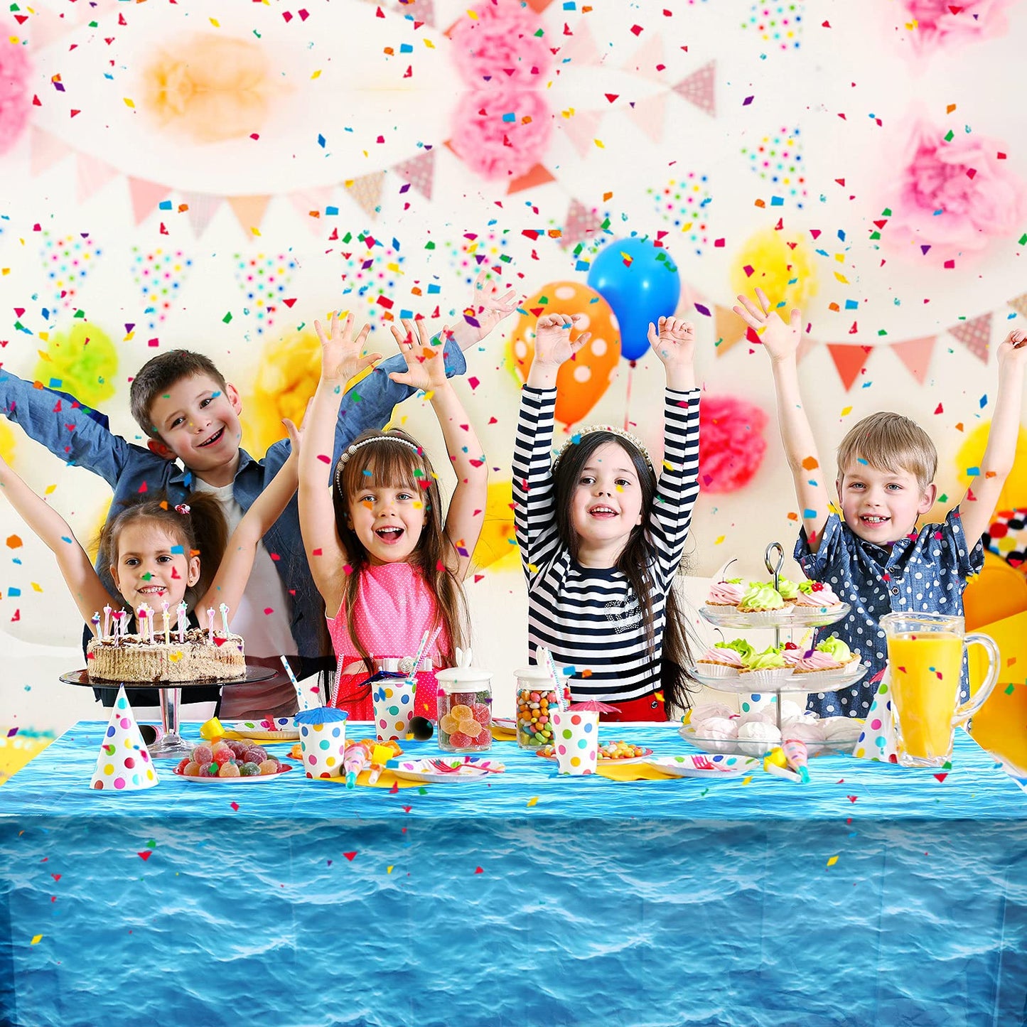 Irenare Ocean Waves Plastic Tablecloth Ocean Table Cover Water Print Table Cover Sea Tablecloth Blue For Beach Pool Birthday Party Decoration Shower Supplies(1 Piece,54 X 108 Inch)