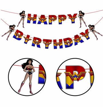 Seyal Wondr Woman Happy Birthday Banner