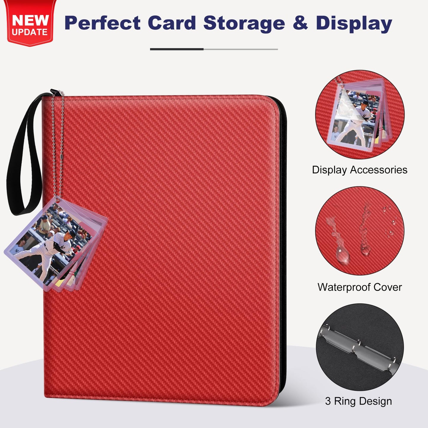 Mlikero Trading Card Binder  9 Pocket Card Binder with Card Display  720 Double Sided Pocket Sports Card Binder  enhanced Card Binders Compatible with MTG  TCG  Baseball Cards(Red)