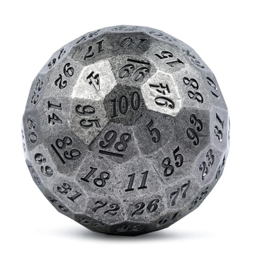 DNDND Iron D100 Metal Dice Set Single 50mm 100 Sided Die with Metal Case and Velvet Pouch for Table Game Dungeons and Dragons (I