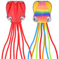 Syncfun 2 Packs Large Octopus Kites Rainbow And Red- Easy-Fly Design For Kids And Adults With 328Ft Line, Giant Beach Kites For